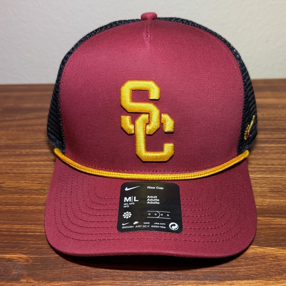 Nike USC Trojans Rise Cap Snapback Hat Adjustable Cap Size M/L Red NCAA NEW